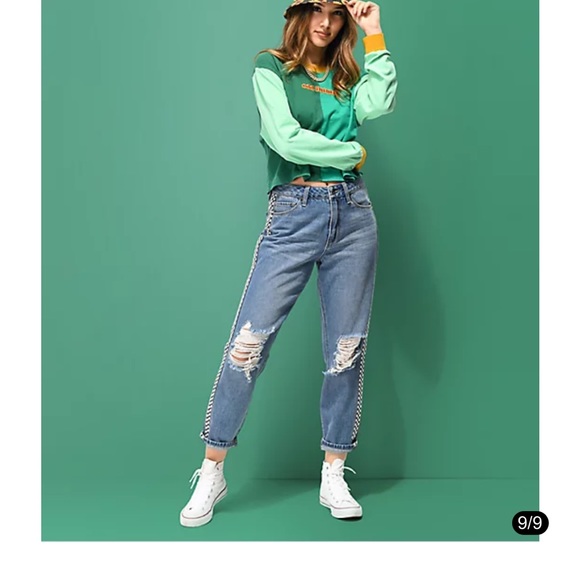 zumiez checkered mom jeans size 0 24” - Picture 12 of 14